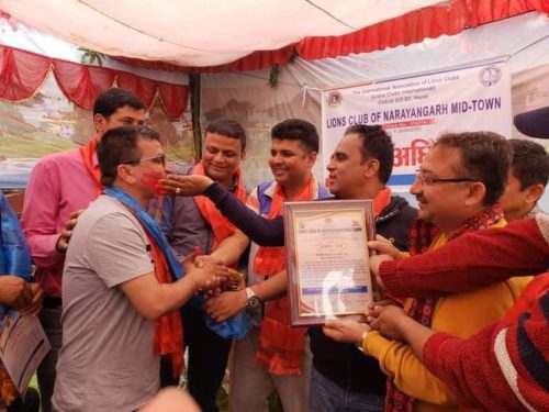 लायन्स क्लब अफ नारायणगढ मिड टाउनको अध्यक्षमा दिपक पराजुली