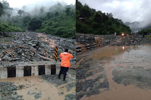 बिहानैको पहिरोले नारायणगढ-मुग्लिन सडक अवरुद्ध