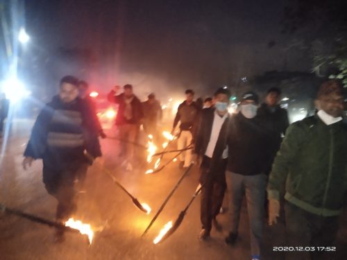 तरुणदल र नेविसंघद्वारा कावासोतीमा राँके जुलुस प्रदर्शन