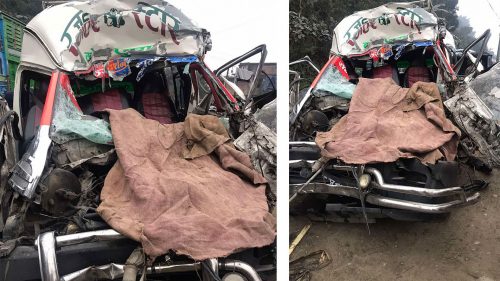 रजहरबाट काठमाडौ हिडेको माईक्रोबस ट्रक सँग ठोकिदा २ जनाको ज्यान गयो, ५ घाईते