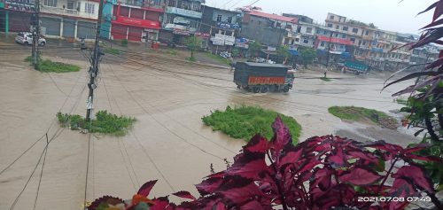 केरुङे खोलाको बाढीले कावासोती जलमग्न