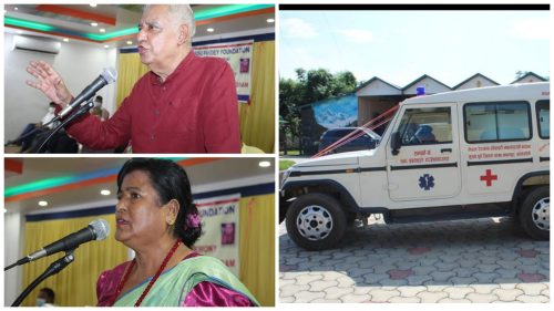 रेडक्रसलाई एम्बुलेन्स प्रदान, बुबा आमाको स्मृतिमा खुसु पाण्डे फाउण्डेसनको सुरुवात