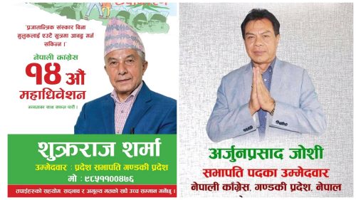 कांग्रेस गण्डकी प्रदेश : शुक्रराज र अर्जुनको प्यानलगत उम्मेदवारी