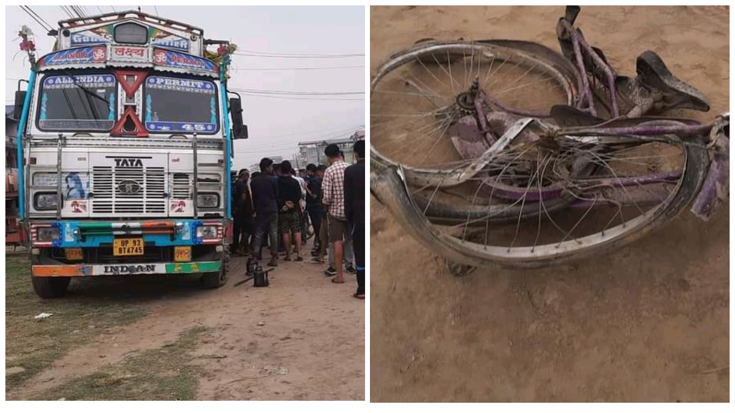 भारतिय ट्रकको ठक्करबाट गैँडाकोटमा साईकल यात्रीको मृत्युु