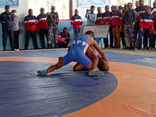 नवौं राष्ट्रिय खेलकुद : पुरुष कुस्तीमा विभागिय टिम एपीएफलाई ४ स्वर्ण