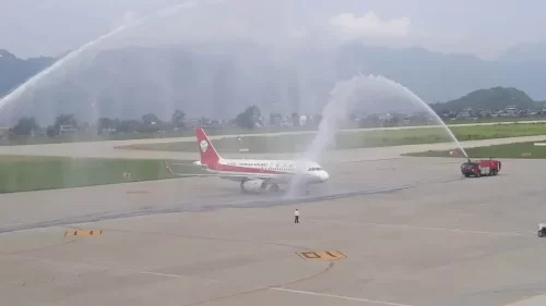 पोखरा विमानस्थलमा ओर्लियो पहिलो अन्तर्राष्ट्रिय जहाज