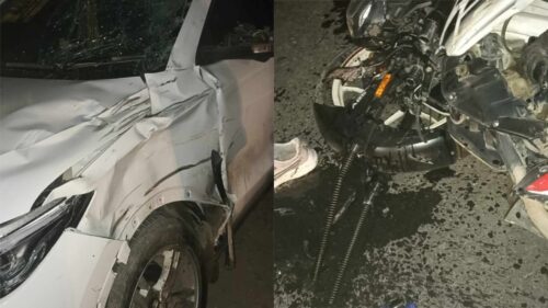 कार र मोटरसाइकल ठोक्किदा पुरुषको मृत्यु, महिला घाइते