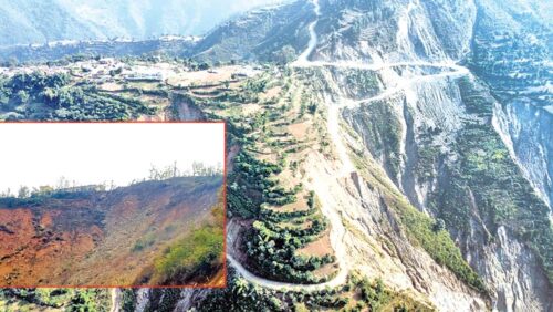 तीनतिरबाट पहिरोको जोखिममा विद्यालय र सिङ्गो गाँउ