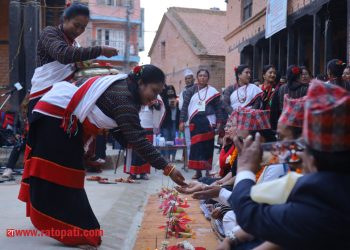 नेवार समुदायमा  म्हः (आत्म) पूजा गरिँदै
