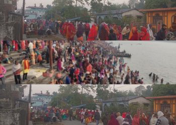 माघे औँसीमा त्रिवेणी धाममा भक्तजनको घुइँचो