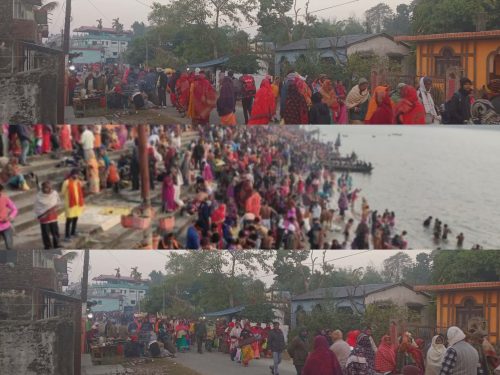 माघे औँसीमा त्रिवेणी धाममा भक्तजनको घुइँचो